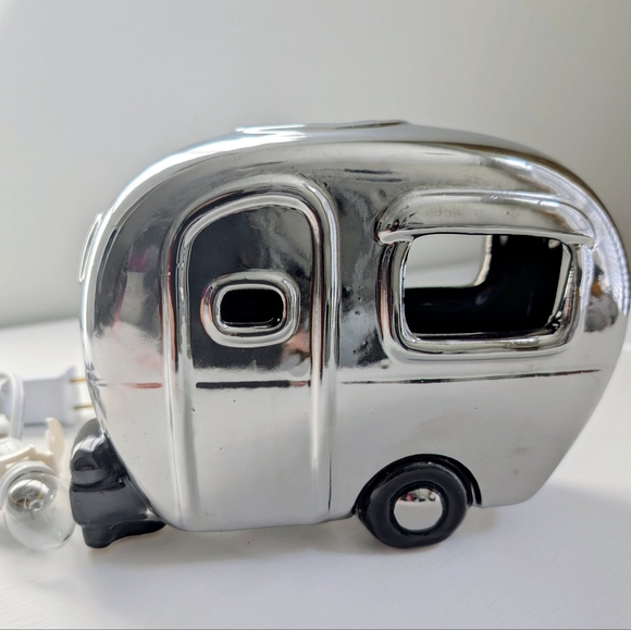 Silver Ceramic Airstream Caravan Camper Lamp Night Light Trailer RV Retro Design - Picture 13 of 13